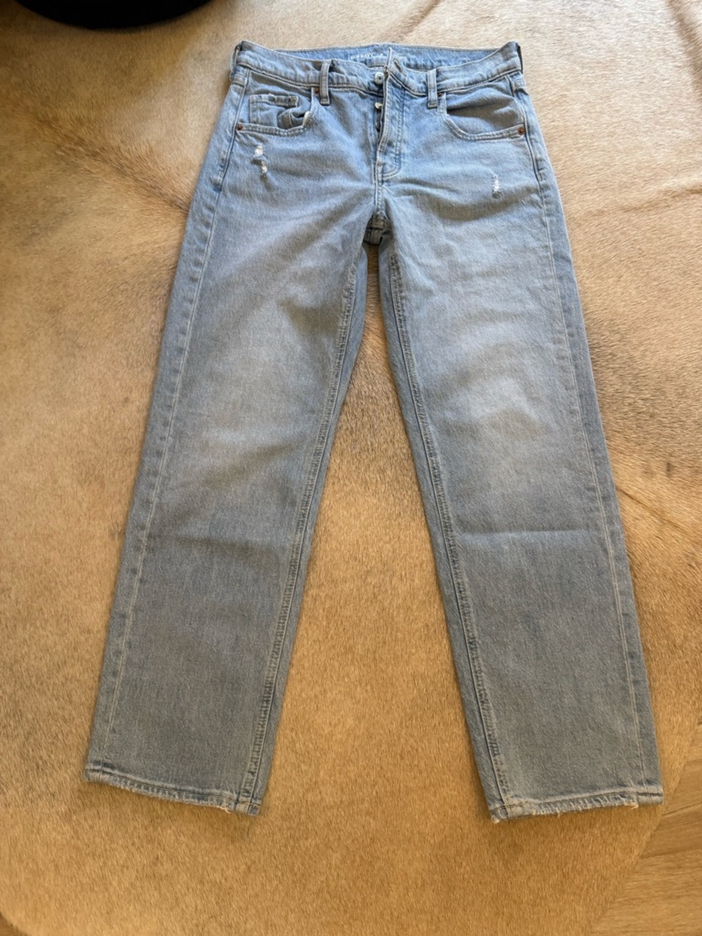Old Navy Light Blue Straight-Leg Super Slouchy Jeans Size 0